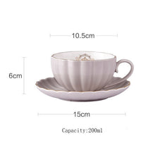 Load image into Gallery viewer, Brief British Bone China Pumpkin Stripe Drinkware Ceramic Coffee Cup Mug with Milk Teapot Saucer Spoon Gold Plated Shelf Kit Set