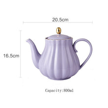 Load image into Gallery viewer, Brief British Bone China Pumpkin Stripe Drinkware Ceramic Coffee Cup Mug with Milk Teapot Saucer Spoon Gold Plated Shelf Kit Set