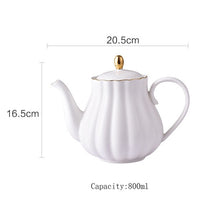 Load image into Gallery viewer, Brief British Bone China Pumpkin Stripe Drinkware Ceramic Coffee Cup Mug with Milk Teapot Saucer Spoon Gold Plated Shelf Kit Set
