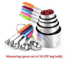 Load image into Gallery viewer, 10 Piece Measuring Cups Measuring Spoons Set Stainless Steel Measuring Cup Spoon For Baking Tea Coffee Kitchen Measuring Tools
