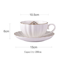 Load image into Gallery viewer, Brief British Bone China Pumpkin Stripe Drinkware Ceramic Coffee Cup Mug with Milk Teapot Saucer Spoon Gold Plated Shelf Kit Set
