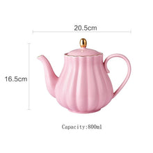 Load image into Gallery viewer, Brief British Bone China Pumpkin Stripe Drinkware Ceramic Coffee Cup Mug with Milk Teapot Saucer Spoon Gold Plated Shelf Kit Set
