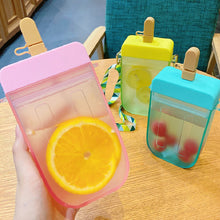 Load image into Gallery viewer, Cute straw cup New  Plastic popsicle  Water Bottle BPA free   Outdoor transparent juice drinking cup suitable for adult children
