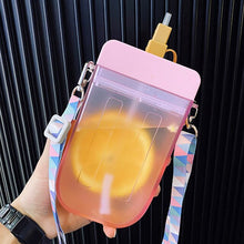 Load image into Gallery viewer, Cute straw cup New  Plastic popsicle  Water Bottle BPA free   Outdoor transparent juice drinking cup suitable for adult children
